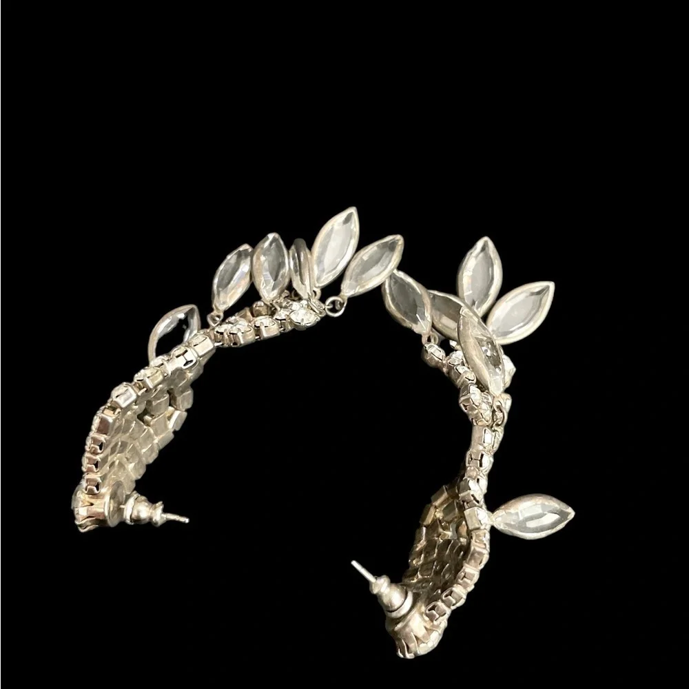Stunning 1950’s Vintage Navette Crystal Rhinestone Chandelier Earrings.